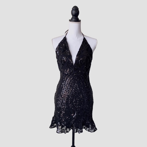 REVOLVE BY THE WAY BLACK SEQUIN BACKLESS MINI DRESS - Picture 9 of 16